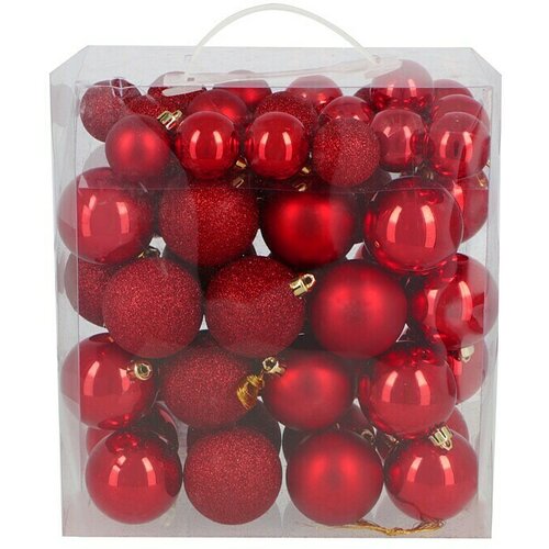  kuglica za božićno drvce (crvene boje, plastika, promjer: 4 cm - 6 cm, 50 kom.) Cijene