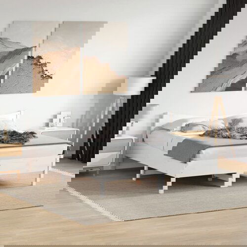  The Living Store Posteljni okvir brez vzmetnice bel 150x200 cm trdna borovina - Posteljni Okvir, (21498209) Slike