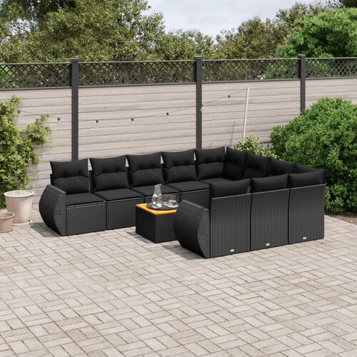  11-dijelni set vrtnih sofa od poliratana s jastucima crni Crna 71 x 62 x 69 cm Cene