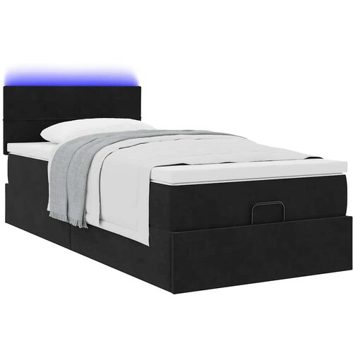 VidaXL otomanski okvir kreveta s madraca crni 80x200cm bar&amp;scaron;unasti Slike