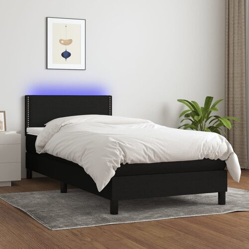 VidaXL Box spring postelja z vzmetnico LED črna 100x200 cm blago Slike