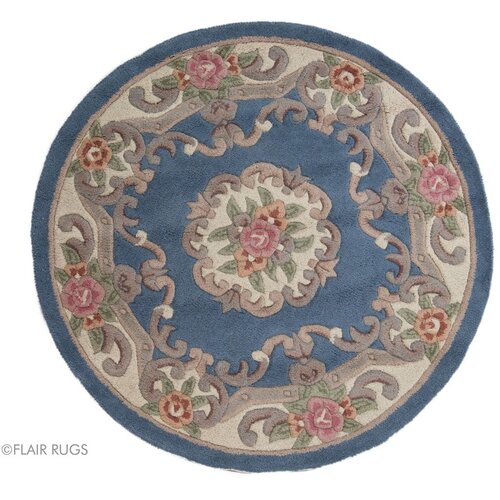 Flair Rugs plavi vuneni tepih tepih Aubusson, ⌀ 120 cm Cijene