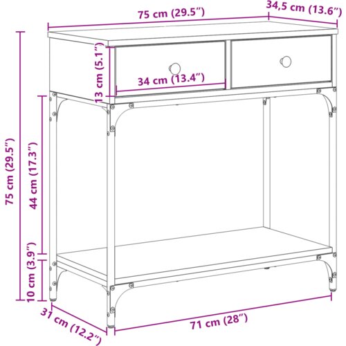  Konzolni stol Crni hrast 75x34 5x75 cm Konstruirano drvo Slike