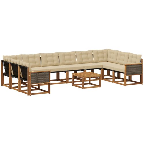 vidaXL Zunanja garnitura za sedenje z blazino 11 pcs Naravna in bež, (5000281588) Cene