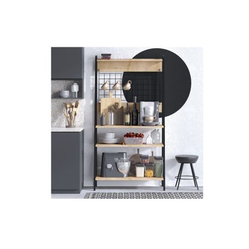 Hanah home Barista - Sapphire Oak, Black Sapphire OakBlack Coffee Bar Cabinet Slike