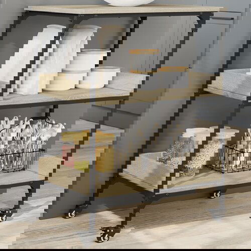  The Living Store Kuhinjski voziček sonoma hrast 60x41x80,5 cm inženirski les - Kuhinjski Voziček, (21500160) Cene