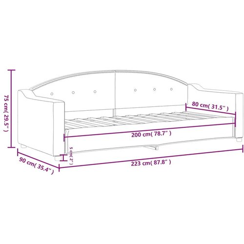  Dnevni krevet smeđesivi 80 x 200 cm od tkanine Slike
