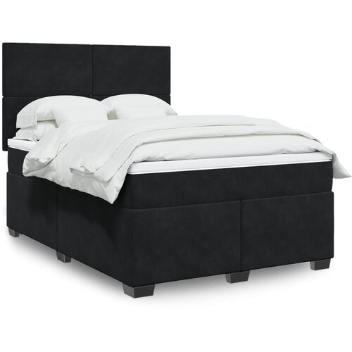  The Living Store Box spring posteljni z vzmetnico črn 140x190 cm žamet - Box Spring Postelja, (21491269) Cene