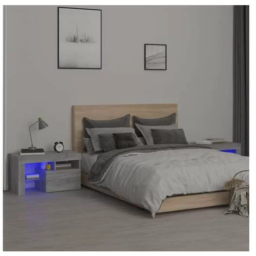  Nočna omarica 2 kosa z LED lučkami siva sonoma 70x36,5x40 cm