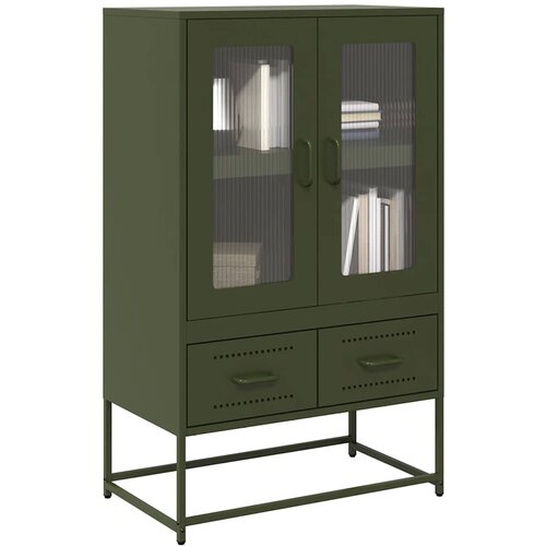 VidaXL Visoka omara olivno zelena 68x39x111,5 cm jeklo Slike