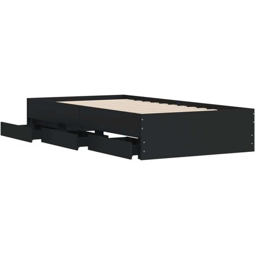VidaXL okvir za krevet s ladicama crni 100x200 cm konstruirano drvo Slike