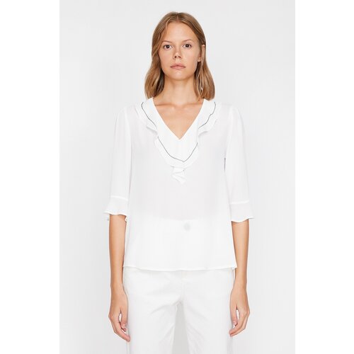 Koton Women&amp;#039;s Ecru Ruffle Detailed Blouse Slike