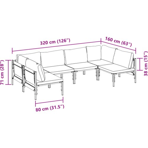 vidaXL Vrtna sedežna garnitura 6 pcs Antracitna Jeklo Cene