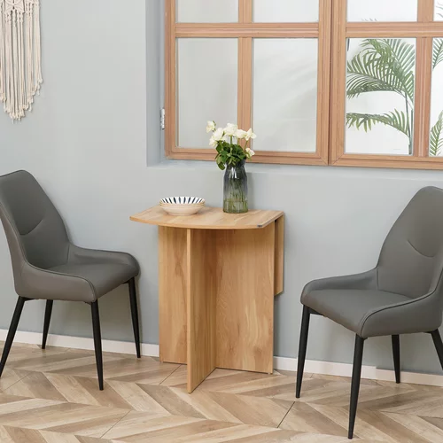 HOMCOM Prostorsko varčna zložljiva jedilna miza, lesena miza za kuhinjo in dnevno sobo, 90x60x74 cm, hrast, (20745596)