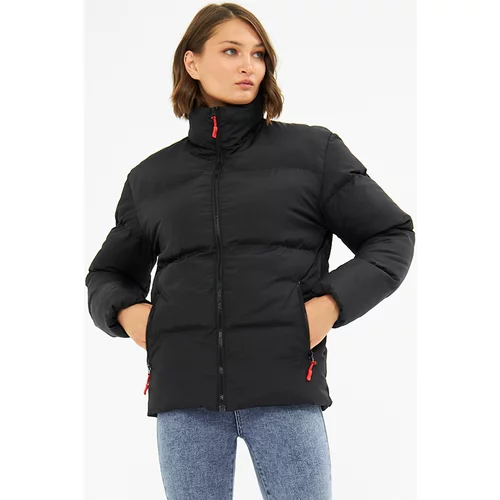 River Club Women's Black Inner Lined Waterproof And Windproof Inflatable Winter Coat.