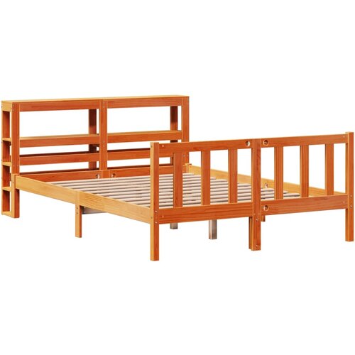 VidaXL Okvir kreveta s uzglavljem vo&amp;scaron;tano smeđi 135x190 cm od borovine Slike