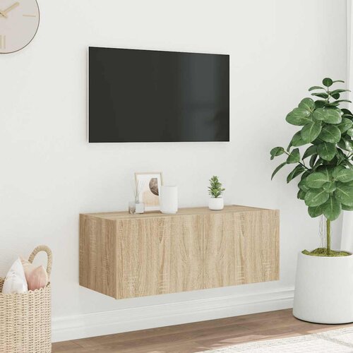  Zidni TV ormarić s LED svjetlima boja hrasta 80x35x31 cm Cene