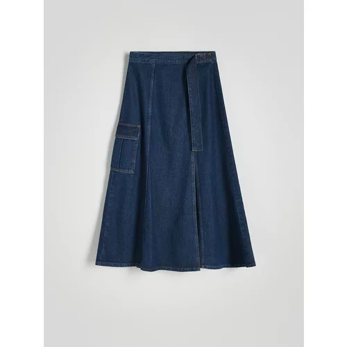 Reserved - Suknja od trapera s džepovima - mornarsko plava