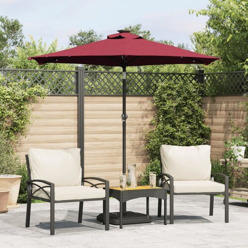  Vrtni suncobran s čeličnom &scaron;ipkom LED bordo 225 x 225 x 212 cm Cijene