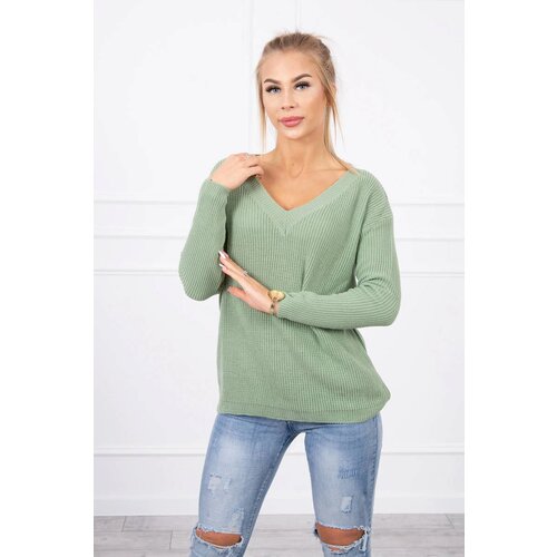  Sweater with V neckline dark mint Slike
