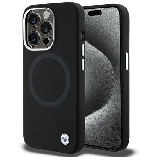 BMW TEKOČI SILIKONSKI OVITEK SIGNATURE ZA MAGSAFE ZA IPHONE 15 PRO MAX ČRN, (21898198) Cene