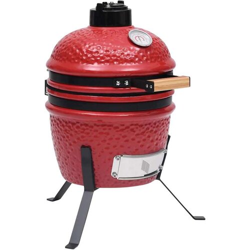 V 2-u-1 roštilj s pušnicom Kamado keramički 56 cm crveni Cijene