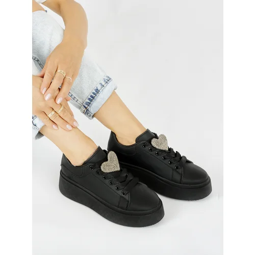  Women's black platform sneakers