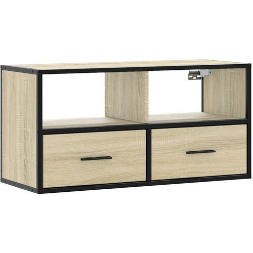Maison Chic TV omarica - TV stojalo - Televizijska omarica sonoma hrast 80x31x39,5 cm inženirski les in kovina, (21700366) Slike