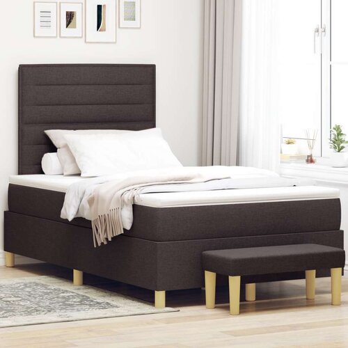  Posteljni okvir z vzmetnico Set 2 Temno rjava Tkanina, (22067272) Slike