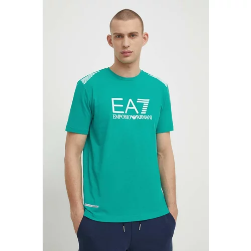 Ea7 Emporio Armani Majica kratkih rukava za muškarce, boja: zelena, s tiskom