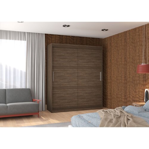  Garderobna omara z drsnimi vrati Lincoln (180 cm)-�okoladno rjava Cene