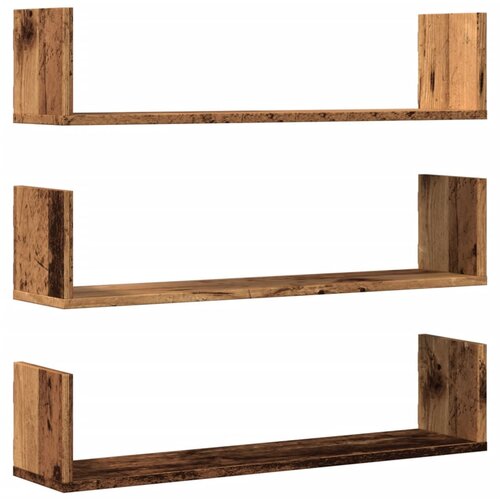  Zidne police 3 kom boja staro drvo 80x18x18cm konstruirano drvo Slike