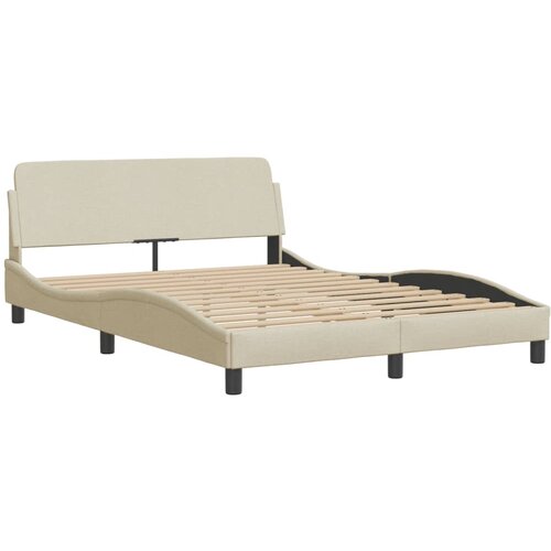 vidaXL Posteljni okvir z vzglavjem krem 140x190 cm blago, (21072821) Cene