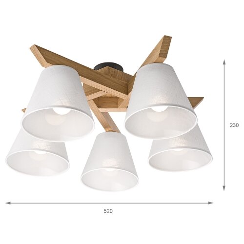  Brilagi - LED plafonski luster ANTHONY 5xE14/40W/230V hrast/bela Slike