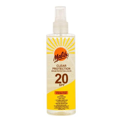 Malibu Clear Protection SPF20 vodoodporna zaščita pred soncem za telo 250 ml Cene