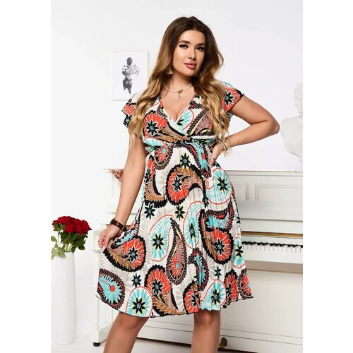 Resti Women's white and black knee-length dress with print- Clothing Cene