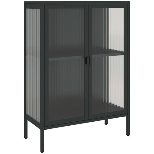 Maison Chic Komoda - Predalnik črna 75x35x105 cm steklo in jeklo, (21718627) Slike