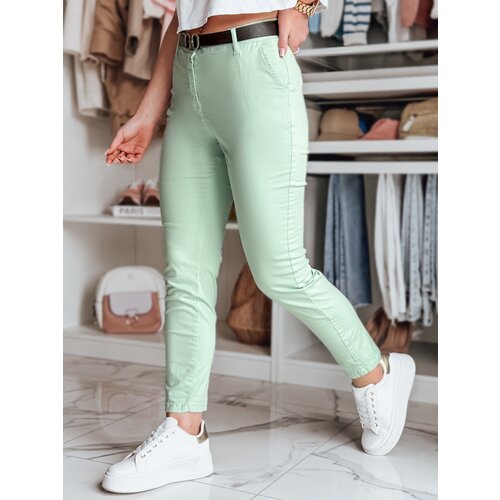 DStreet Spodnie damskie slim fit z paskiem LINESKA miętowe Slike