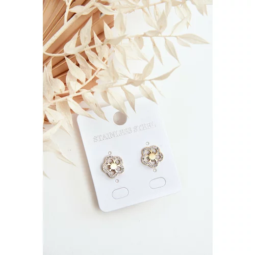 Kesi Floral earrings with zircons, gold