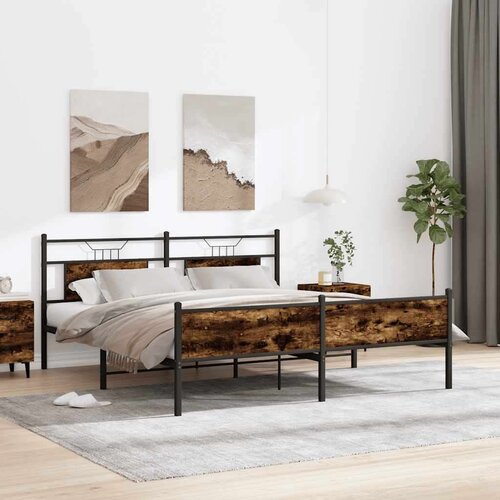 Metalni okvir kreveta bez madraca boja hrasta 160x200 cm Cijene