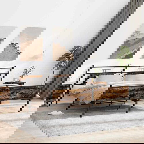 Metalni okvir kreveta bez madraca boja hrasta 160x200 cm Slike