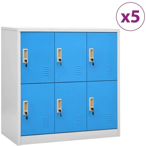 vidaXL Ormarići s ključem 5 kom svjetlosivi/plavi 90x45x92,5 cm čelik Cene