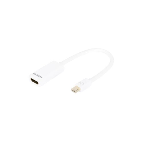 Digitus HDMI Adapter [1x Muški konektor Mini DisplayPort - 1x Ženski konektor HDMI] Bijela Okrugli, dvostruko zaštićen, Podržava HDMI Di Cijene