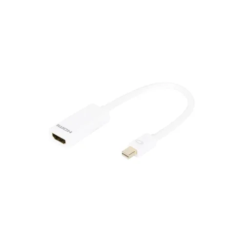 Digitus HDMI Adapter [1x Muški konektor Mini DisplayPort - 1x Ženski konektor HDMI] Bijela Okrugli, dvostruko zaštićen, Podržava HDMI Di