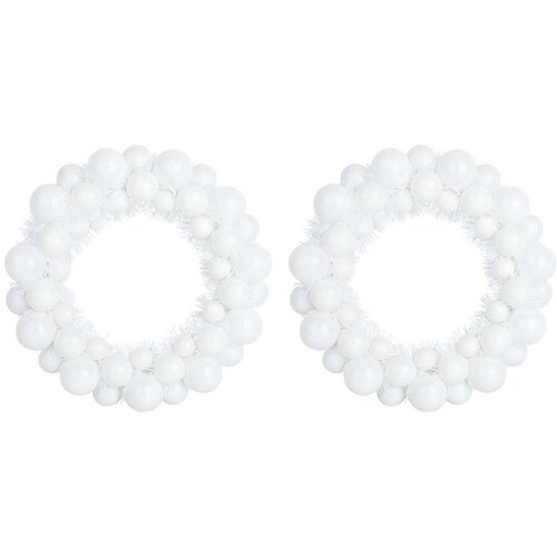 vidaXL Božični venci z kroglicami 2 pcs Bela 33 x 33 x 7 cm Polistiren, (5000075132) Cene
