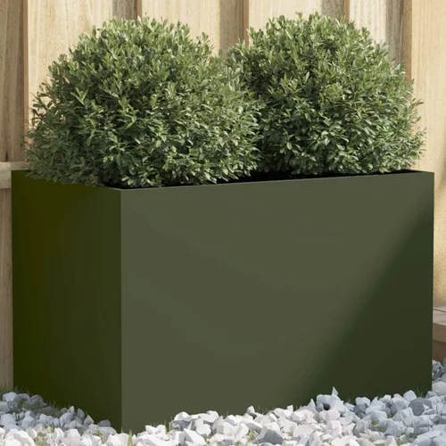 vidaXL Cvetlično korito olivno zeleno 62x40x39 cm hladno valjano jeklo