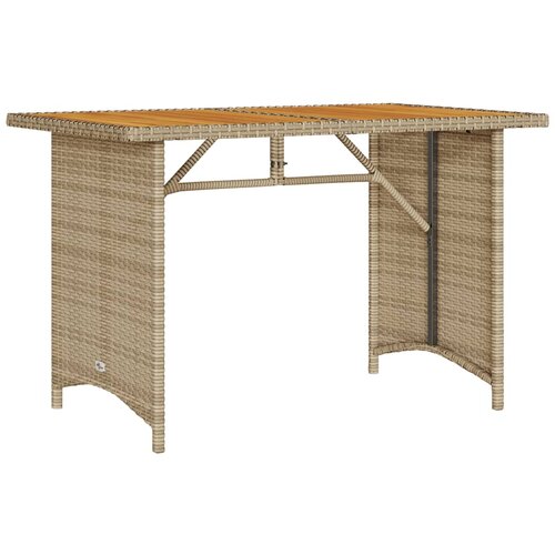 vidaXL Vrtna miza z leseno mizno ploščo bež 110x68x70 cm poli ratan, (21298657) Cene