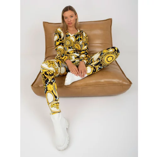 Fashion Hunters Yellow two-piece velor set with pants