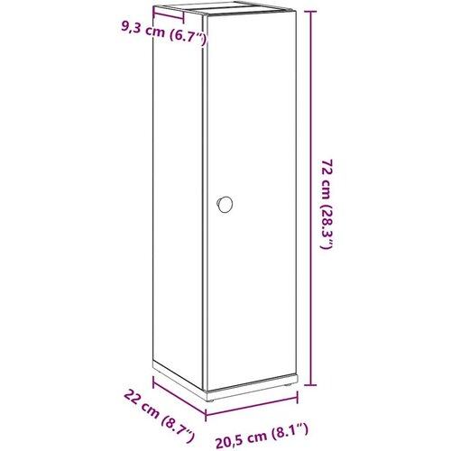 VidaXL Kupaonski ormarić s držačem za role boja betona 20,5x22x72 cm Slike