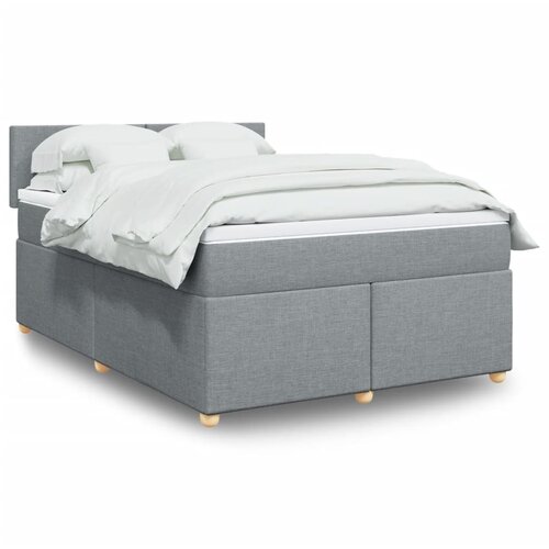 vidaXL Box spring postelja z vzmetnico svetlo siva 160x200 cm žamet Cene
